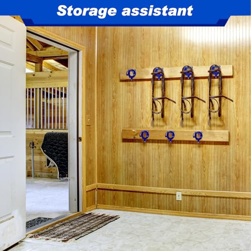 Dunzy 3 Counts Horse Bridle Rack Bracket Bridle Hooks Tack Storage Halter Hanger Metal Holder with Tubes and Screw for Horse Barn Supplies (Sapphire Blue) | Metal Horse Bridle Rack for Barn Storage, Includes Mounting Hardware and Anchors, Space Saving Hoo