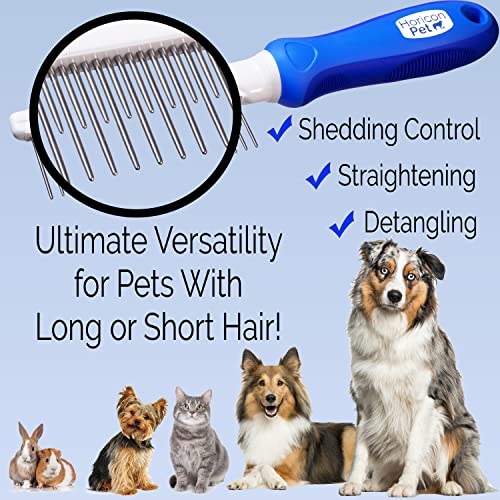 Detangling Dog Comb with Long & Short Stainless Steel Metal Teeth - Dogs, Cats & Small Animals for Removing Matted Fur, Knots & Tangles - style: 37 Pin Comb L/S