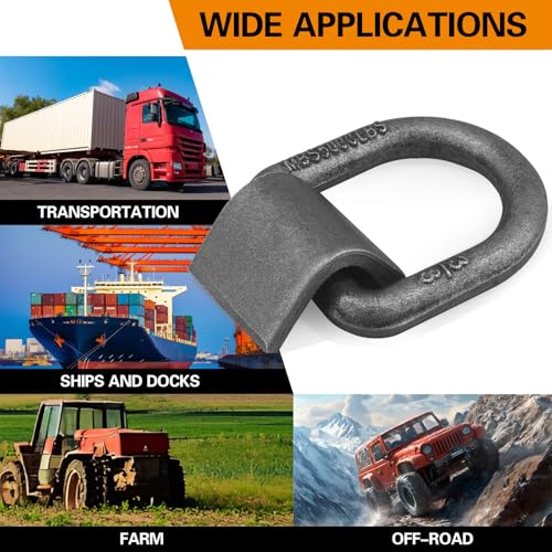 4 Pack Heavy Duty Weld On D-Ring for Trailer 3/8 Inch 3000 LBS. | Weld On D-Ring for Trailer 3/8 Inch Max Break Strength 3000 LBS,Stake Pocket D Rings Truck Tie Down Anchor - size: 3/8 inch