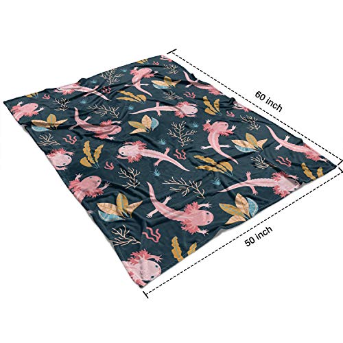 Cute Axolotl Fleece Throw Blanket for Couch Adults Teens 50" X 60" - color: Axolotl, size: 50x60 inch