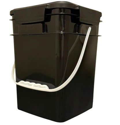 House Naturals 4 Gallon Square Food Grade Plastic Bucket with Lid, Made in USA (Pack of 2) BPA Free (Black) - color: Black