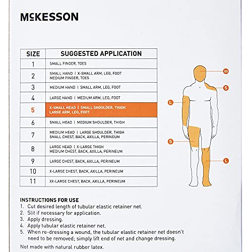 McKesson Tubular Elastic Retainer Net Dressing, Non-Sterile, XS Head, Small Shoulder, Thigh, Size 5, 14 1/2 in x 25 yd, 1 Count, 2 Pack - size: Size 5 1 Count (Pack of 2)