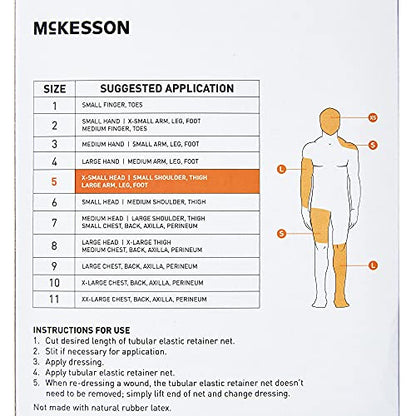 McKesson Tubular Elastic Retainer Net Dressing, Non-Sterile, XS Head, Small Shoulder, Thigh, Size 5, 14 1/2 in x 25 yd, 1 Count, 2 Pack - size: Size 5 1 Count (Pack of 2)