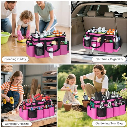 Cleaning Caddy Bag, Extra Large Cleaning Supply Bag for Housekeepers - color: Rose Pink, size: XL