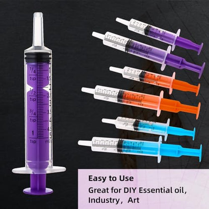50pcs 5ml Syringes with Caps for Industry Lab Pet Feeding (Purple) - color: Purple, size: 5ml-50Pack