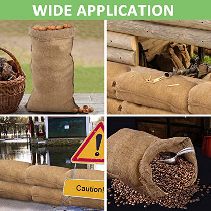 4Pcs 19.5"x35" Breathable Natural Burlap Bags with Rope for Potato Storage | Reusable, Thickened Jute Food Storage Sacks, Helps Potatoes/ Onions/ Root Vegetables Stay Fresh - size: 19.5" x 35"