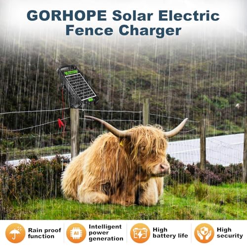 20 Miles Solar Electric Fence Charger,0.32J Powered 24-Hour Protection - size: GOR32（20M0.32J）