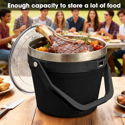 COKTIK 7L Vacuum Insulated Ice Bucket with Lid and Scoop& Tongs，Large capacity Stainless Steel Beverage Bucket for Cocktail, Champagne, Wine, Beer，Large Parties（Carbon Black Suit） - color: Carbon Black Suit