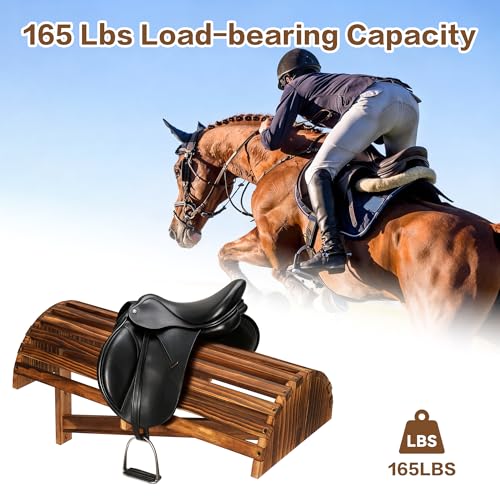 lukar 2 Pack Wood Saddle Rack Wall Mounted, 23.6 x11.8 x13.4 inch | Heavy Duty Horse Saddle Storage Rack for English Western Saddles, Displaying Horse Supplies Accessories at Tack Room