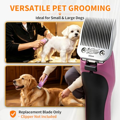 Size 5/8HT Detachable Pet Grooming Clipper Blade with Ceramic Cutter, 16mm 5/8 Inch Cut Length, Silver, Compatible with Andis, Oster A5, Wahl KM10, 1 Pack - color: Silver, size: 5/8HT 16mm