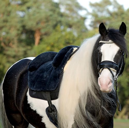 Werner Christ Horse Bareback Pad IBERICA Plus treeless Saddle in Spanish Style, Made of Real Sheepskin - color: Beige (Brown/Nature), size: Full