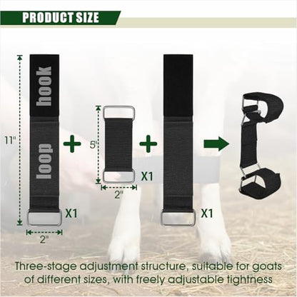 MESINURS Adjustable Goat Hobbles Binding for Milking Stand, Durable Nylon Goat Leg Restraint Strap with Metal Buckle, Anti Kick Goat Binding Tool for Dairy Goats, Nigerian Dwarf, Nubian