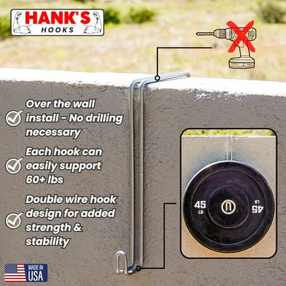 Over The Wall Heavy Duty Concrete Cinder Cement Block Wall Outdoor No Drill Fence Hooks Hangers - Extra Long Large Rafter Ladder Pool Equipment Pole Hangers for Planters Hoses Horse Tack Organization - size: 4" Wide Wall Hooks