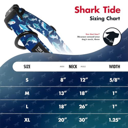 Tuff Pupper Premium Adjustable Dog Collar, Stylish Pattern Collars Designed in USA, Quick Release Buckle, Shark Tide Small (0.7 Inch Wide x 8-12 Inch Neck) - color: Shark Tide, size: Small