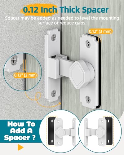 90 Degree Barn Door Lock, Rustproof Sliding Gate Latch, White 2Pcs - color: White-2PCS