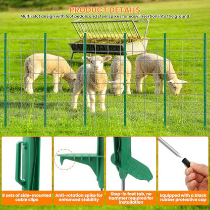 25 Pack Electric Fence Posts, 48 Inch (4 FT) Temporary Plastic Step-in Fence Post for Electric Fencing and Yard Protection