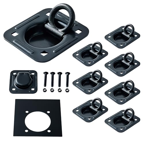 Lonffery 8 Pack Recessed D-Ring Tie Down Anchors (6,000 lb. Capacity) - size: 8 pack