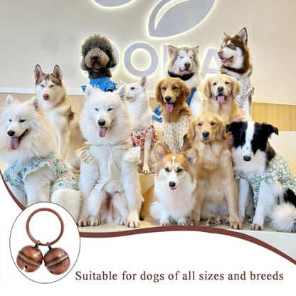4 Extra-Loud Copper Dog Bells for Medium-Large Dog Collars - color: Bronze+Copper, size: Large