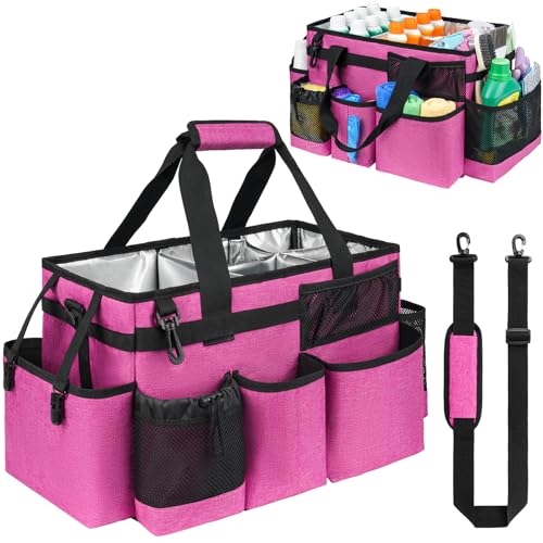 Cleaning Caddy Bag, Large Cleaning Bag for Housekeepers, Rose Pink - color: Rose Pink, size: L