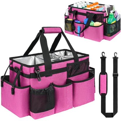 Cleaning Caddy Bag, Large Cleaning Bag for Housekeepers, Rose Pink - color: Rose Pink, size: L