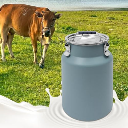 DYNAMI 3.2Gal Stainless Steel Airtight Canister,Large Metal Food Storage Container,Stainless Steel Bucket Milk Can Milk Jug With Lid&Handle, for Kitchen Rice Flour Coffee Bean (Blue) - color: Blue