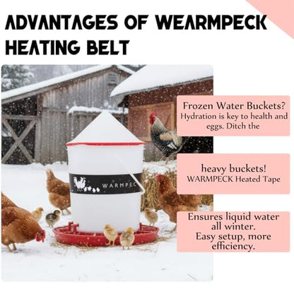 Remerry 2 Pcs Thermostatic Bucket Heater Belt for Poultry Winter,Black | 31.4 Inch with 6 Ft Cord Fits 2-5 Gal, Self Regulating Prevents Freeze, Silicone Wraps Waterer, For Chickens Ducks Geese