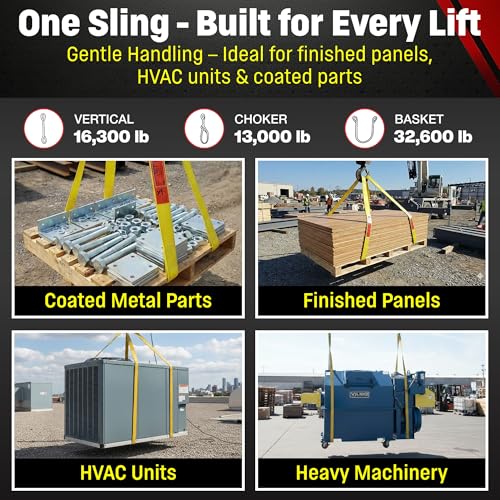 DD Sling 6 Inch x 16 Foot Nylon Lifting Sling – USA Made, 16,300 lb Vertical, 13,000 lb Choker, 32,600 lb Basket – 2-Ply Heavy Duty 900 Webbing, Type 3 Flat Eye & Eye Rigging Sling - size: 6" x 16'