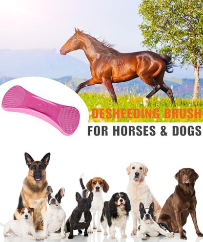 Horse Grooming Shedding Tool - Blade-Free Horses Brush for Grooming Kit Supplies, Pink