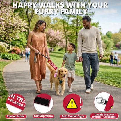 in Training Dog Leash Wrap, Double-Sided Visible Dog Sleeve with Heart Carabiner, Ripstop Please Ignore Warning Sign, Fits Standard Rope & Flat Leashes, Red - color: Please Ignore