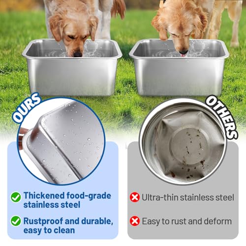 MEWTOGO 2Pcs 3 Gallons Food Grade Stainless Steel Extra Large Dog Bowls - size: 3 Gallons