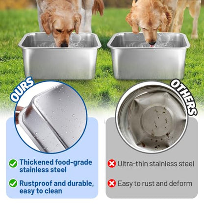 MEWTOGO 2Pcs 3 Gallons Food Grade Stainless Steel Extra Large Dog Bowls - size: 3 Gallons