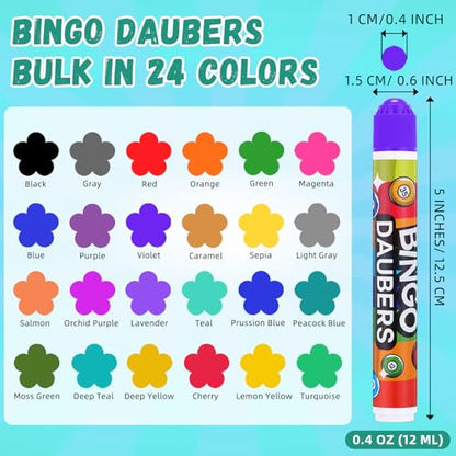 Crtiin 168 Pack Bingo Daubers 0.4oz in 24 Colors Dot Markers, Classic