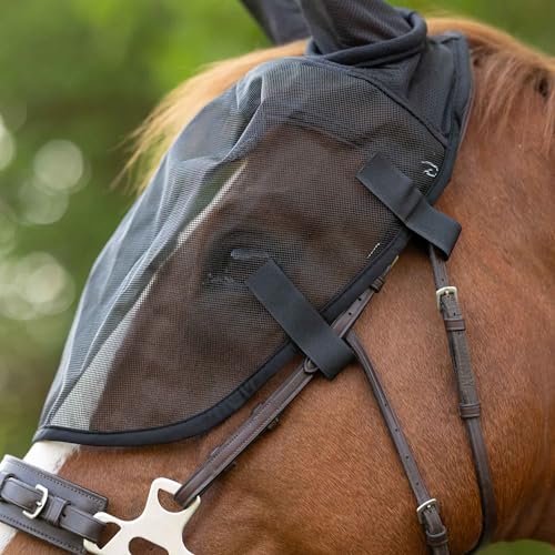 Horze Easy-Attach Bridle Insect and Fly Mask with Ear and Eye Protection - Black - L - size: L
