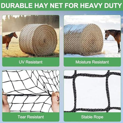 6x6 ft Square Bale Hay Net for Horses, 1.7 inch Hole Knotless - style: Square
