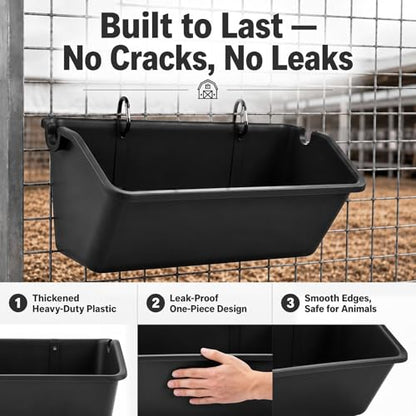 Wenqik 10 Pack Chicken Feeder,5 Quart Hanging Goat Waterer,Black - color: Black