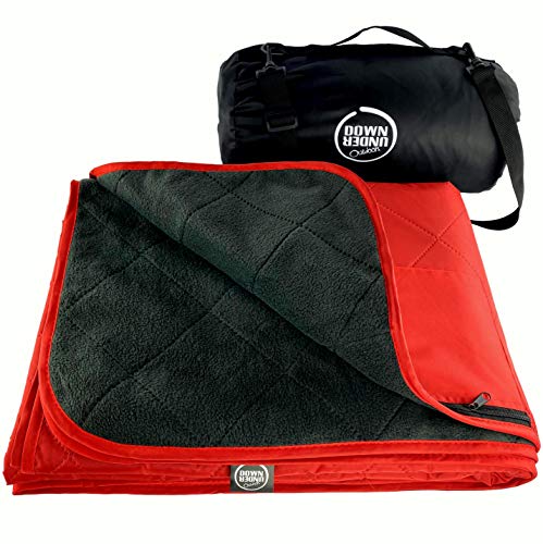 DOWN UNDER OUTDOORS Waterproof 350 GSM Fleece or Sherpa Stadium Blanket - color: Red