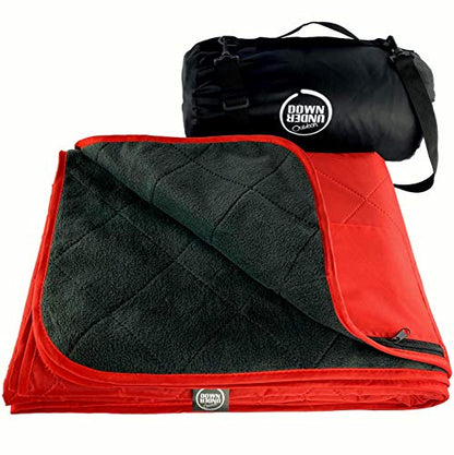 DOWN UNDER OUTDOORS Waterproof 350 GSM Fleece or Sherpa Stadium Blanket - color: Red