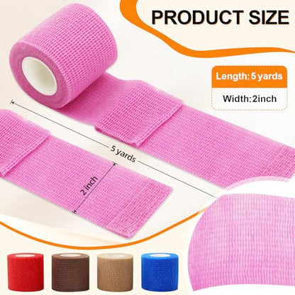 10 Pack Self Adhesive Bandage Wrap Pet Breathable First Aid Cohesive Gauze - color: Solid Color