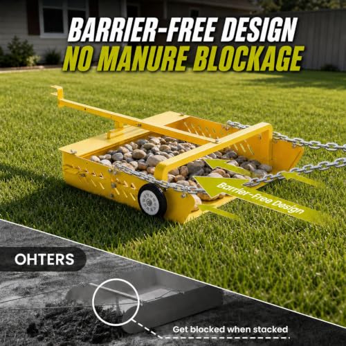 GRIND MODE 2-in-1 Horse Paddock Cleaner & Tow-Behind Trailer - color: Yellow, size: Upgraded Steel Chain