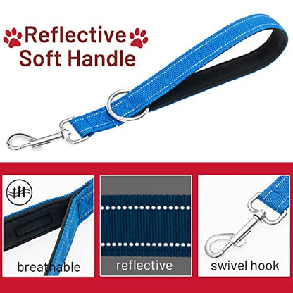 PAWNISAW Chew Proof Dog Leash, 5 FT Dog Tie Out Cable Lead with Handle - color: Blue