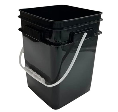House Naturals 4 Gallon Square Food Grade Plastic Bucket with Lid, Made in USA (Pack of 2) BPA Free (Black) - color: Black