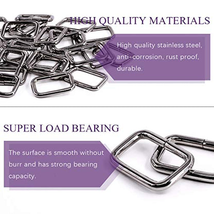 Swpeet 60Pcs 1 Inch / 25mm Heavy Duty Metal Ring Buckle Webbing Belts - color: Gun-black, style: Metal Rectangle Ring