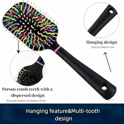 Tough Rainbow Bristle Mane/Tail Brush Rainbow Paddle Mane and Tail Brush Air Cushion Comb Detangler Plastic Forky Comb for Horses