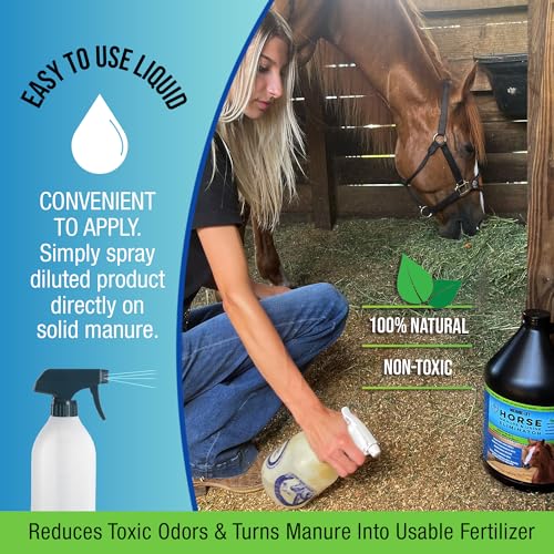 Microbe-Lift Horse Manure & Urine Eliminator for Use in Stables and Barns, Use on All Surfaces and Supplies, Ammonia Reducer, Highly Concentrated Formula, 1 Gallon - style: Manure and Urine Eliminator