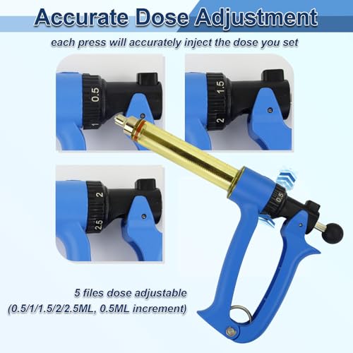 VET.PLUS 25ML Automatic Livestock Syringe for Cattle Cow Goat Hog Sheep, Continuous Repeating Vaccine Gun, Dosage Adjustable with Luer Lock Interface Veterinary Syringes - size: 1 Tube (25ML)