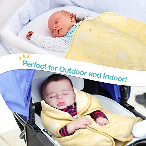 JOIE BEAN Swaddle Blanket Adjustable Baby Wrap | Toddler and Baby Blanket 2 in 1 Sleep Sack Bag | Soft Micro Plush Fleece Infant Sleeping Bag and Wearable Blanket| 35 x 31 Inches Yellow - color: Yellow, size: One Size