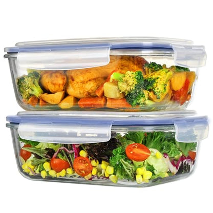 Vtopmart 2Pack 2260ml/76.4oz Extra Large Glass Storage Containers, Blue - color: Blue, size: 76.4oz