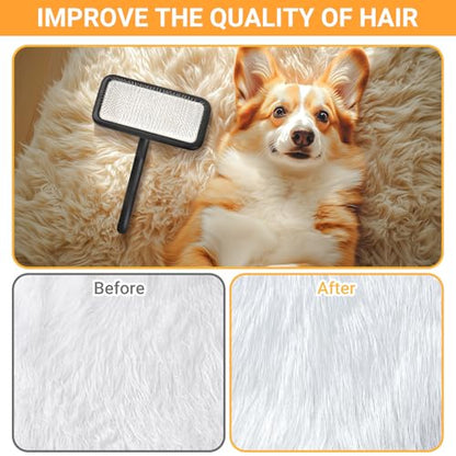 Carpet Rake Sheepskin Wool Brush and Cleaner Comb, Black, 2PCS(Big+Small) - color: Black(Big+Small)