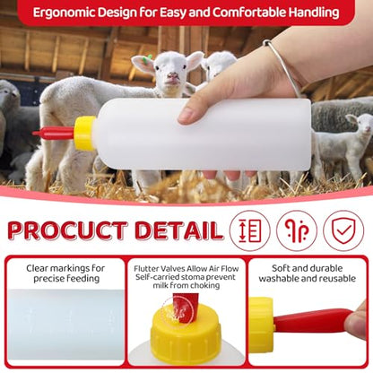 500ml Goat & Lamb Feeding Bottles, 6 Pack Lamb Feeding Bottle with Goat Nipples Kit for Feeding Baby Goat,Piglet,Puppy, Small Farm Animal Milk Feeder Bottles Set