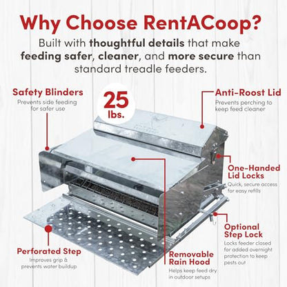 RentACoop Automatic Treadle Chicken Feeder - 25 lb Capacity - style: 25LB Treadle Feeder